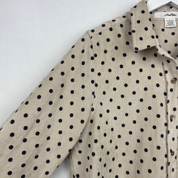 Love Potion Polka Dot Corduroy Long Sleeve Button Up Size Large - Picture 4 of 12